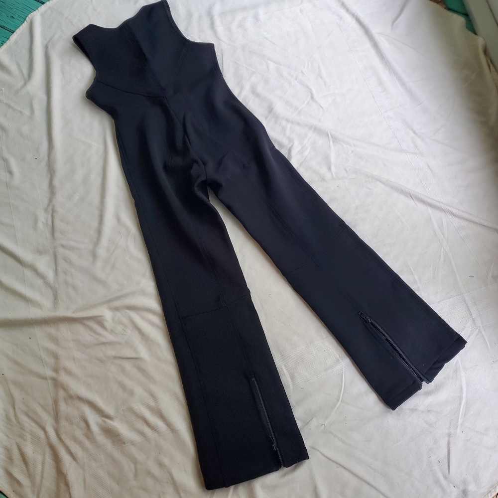 Vintage wool one piece ski pants bibs women's size 8 front & boot zip Austria - Picture 2 of 14